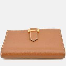 Hermes Bearn Gold Epsom Leather Compact Bi-Fold Wallet