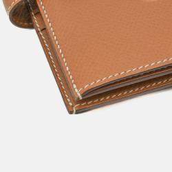 Hermes Bearn Gold Epsom Leather Compact Bi-Fold Wallet