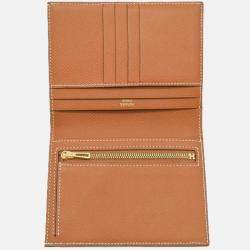 Hermes Bearn Gold Epsom Leather Compact Bi-Fold Wallet