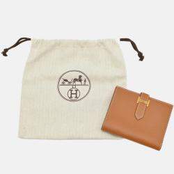 Hermes Bearn Gold Epsom Leather Compact Bi-Fold Wallet
