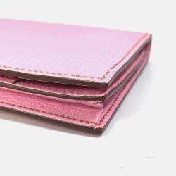 Hermes Long Leather Pink H hardware Two Fold Wallet