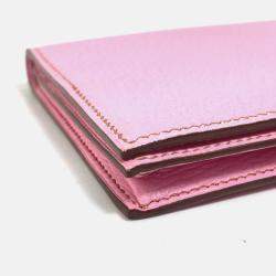 Hermes Long Leather Pink H hardware Two Fold Wallet