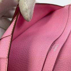 Hermes Long Leather Pink H hardware Two Fold Wallet