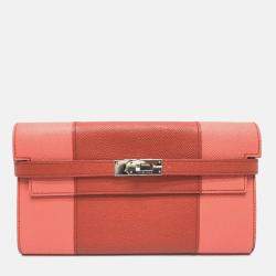 Hermes Long Leather Pink Long Wallet