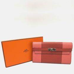 Hermes Long Leather Pink Long Wallet
