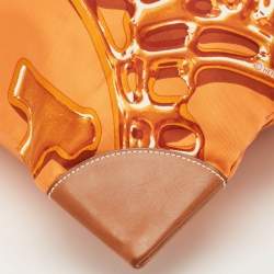 Hermes Orange/Brown Satin and Leather Silky City 33 Bag