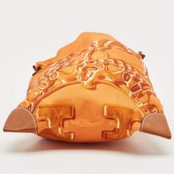 Hermes Orange/Brown Satin and Leather Silky City 33 Bag