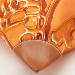 Hermes Orange/Brown Satin and Leather Silky City 33 Bag