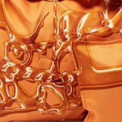 Hermes Orange/Brown Satin and Leather Silky City 33 Bag
