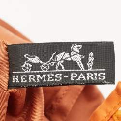 Hermes Orange/Brown Satin and Leather Silky City 33 Bag