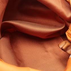 Hermes Orange/Brown Satin and Leather Silky City 33 Bag