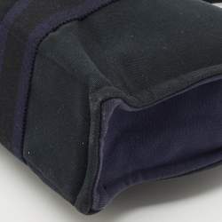 Hermes Navy Blue/Black Canvas Fourre Tout PM Bag