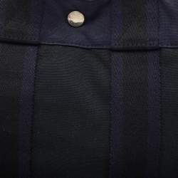 Hermes Navy Blue/Black Canvas Fourre Tout PM Bag