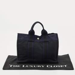 Hermes Navy Blue/Black Canvas Fourre Tout PM Bag