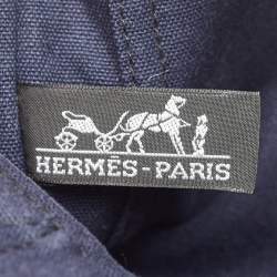 Hermes Navy Blue/Black Canvas Fourre Tout PM Bag