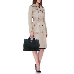 Hermes Navy Blue/Black Canvas Fourre Tout PM Bag
