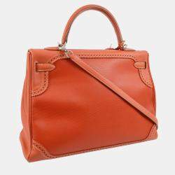 Hermes Kelly 35 Ghillies Retourne Sanguine Grand H Swift Handbag