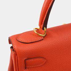 Hermes Kelly 28 Retourne Red Togo Handbag