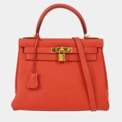 Hermes Kelly 28 Retourne Red Togo Handbag