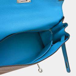 Hermes Kelly 28 Retourne Etoupe Turquoise Togo Handbag