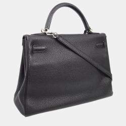 Hermes Kelly 32 Retourne Black Togo Handbag
