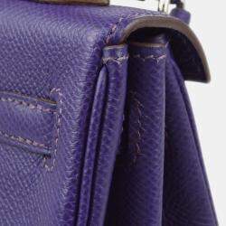 Hermes Kelly 25 Retourne Violet Epsom Leather Handbag 
