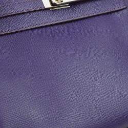 Hermes Kelly 25 Retourne Violet Epsom Leather Handbag 