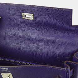 Hermes Kelly 25 Retourne Violet Epsom Leather Handbag 