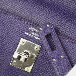 Hermes Kelly 25 Retourne Violet Epsom Leather Handbag 