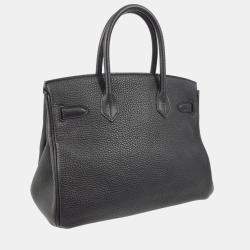 Hermes Birkin 30 Black Taurillon Clemence Handbag