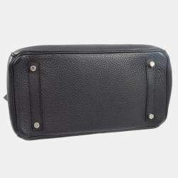 Hermes Birkin 30 Black Taurillon Clemence Handbag