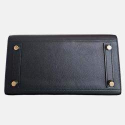 Hermes Birkin 25 Black Epsom Sellier Leather Bag