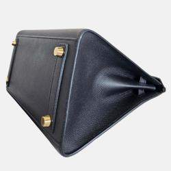 Hermes Birkin 25 Black Epsom Sellier Leather Bag