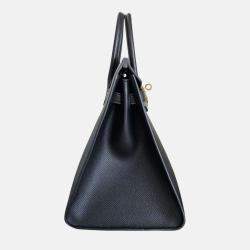 Hermes Birkin 25 Black Epsom Sellier Leather Bag