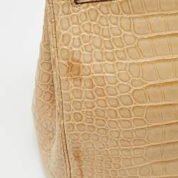Pre Owned Hermes Poussiere Crocodile Porosus Palladium Finish Birkin 35 Bag