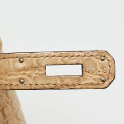 Pre Owned Hermes Poussiere Crocodile Porosus Palladium Finish Birkin 35 Bag