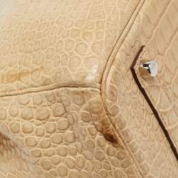 Pre Owned Hermes Poussiere Crocodile Porosus Palladium Finish Birkin 35 Bag