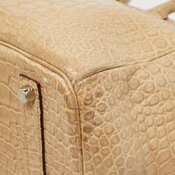 Pre Owned Hermes Poussiere Crocodile Porosus Palladium Finish Birkin 35 Bag