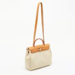 Hermes Ecru/Natural Toile Canvas and Vache Leather Herbag Zip 31 Bag