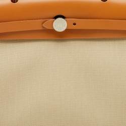 Hermes Ecru/Natural Toile Canvas and Vache Leather Herbag Zip 31 Bag