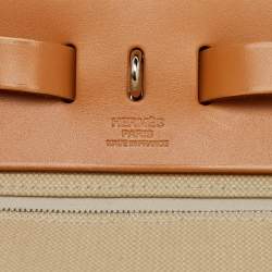 Hermes Ecru/Natural Toile Canvas and Vache Leather Herbag Zip 31 Bag