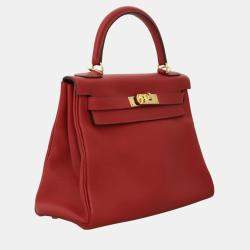 Hermes Kelly 28 Red Clemence Leather Bag