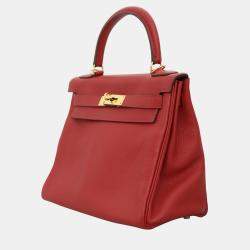Hermes Kelly 28 Red Clemence Leather Bag