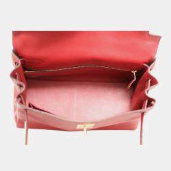 Hermes Kelly 28 Red Clemence Leather Bag