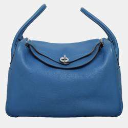 Hermes Lindy 34 Blue Clemence Leather  Bag
