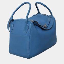 Hermes Lindy 34 Blue Clemence Leather  Bag