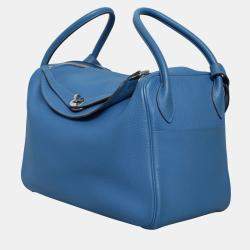 Hermes Lindy 34 Blue Clemence Leather  Bag