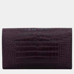 Hermes Constance Purple Alligator Leather Wallet