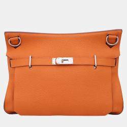 Hermes Jypsiere 34 Orange Clemence Leather Bag