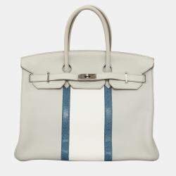 Hermes Birkin 35 Club Gris Perle Lizard Leather Bag